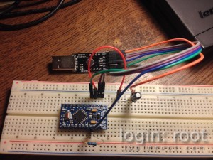 CP2102 and arduino mini pro on breadboard